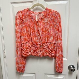 By Anthropologie Orange Pattern Blouse